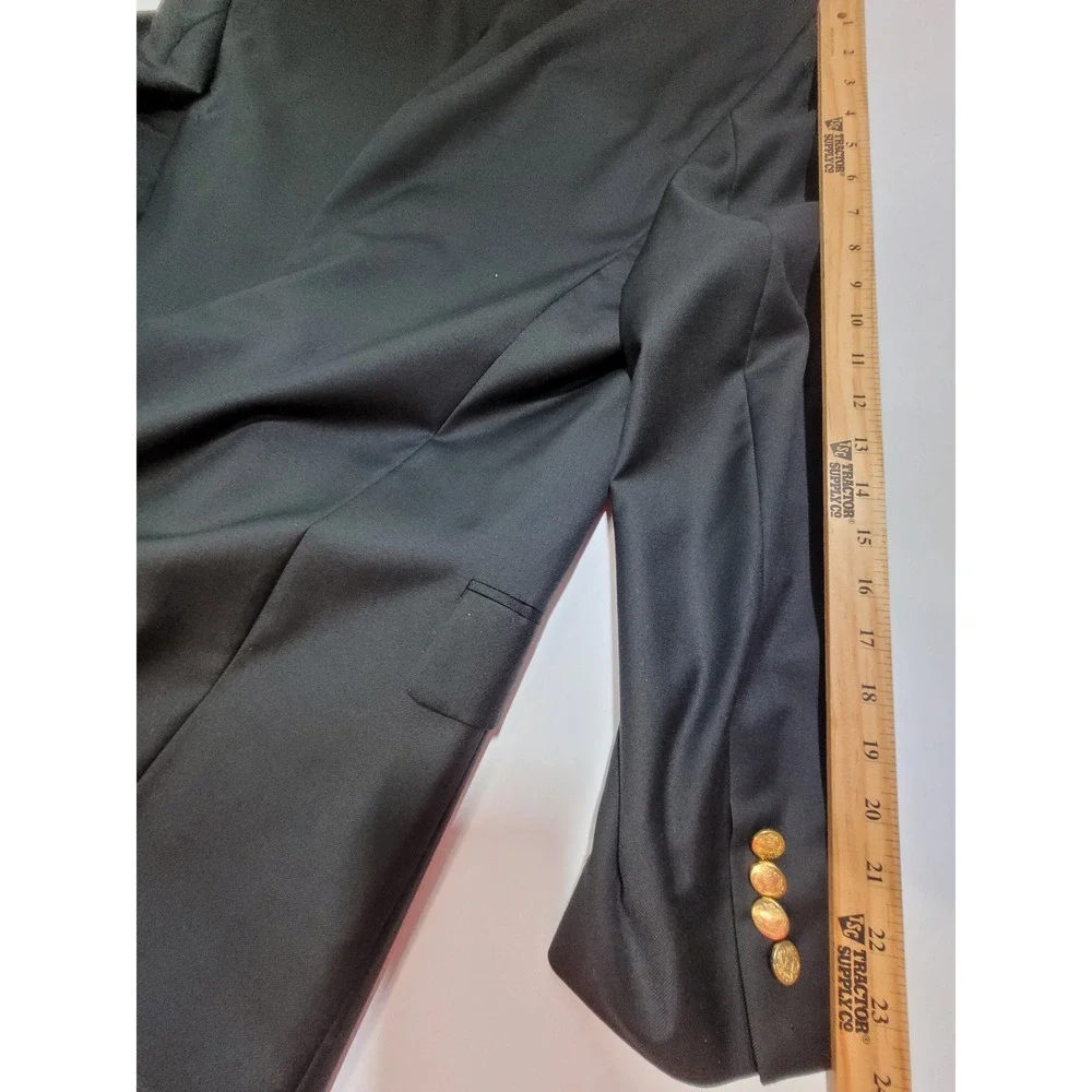 Jos. A. Bank Wool Blazer Mens 44R Signature Black Gold Crest Button Professional